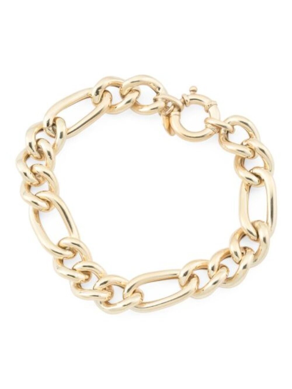 MILOR SILVER Made In Italy 18kt Gold Plated Sterling Silver Bold Figaro Bracelet